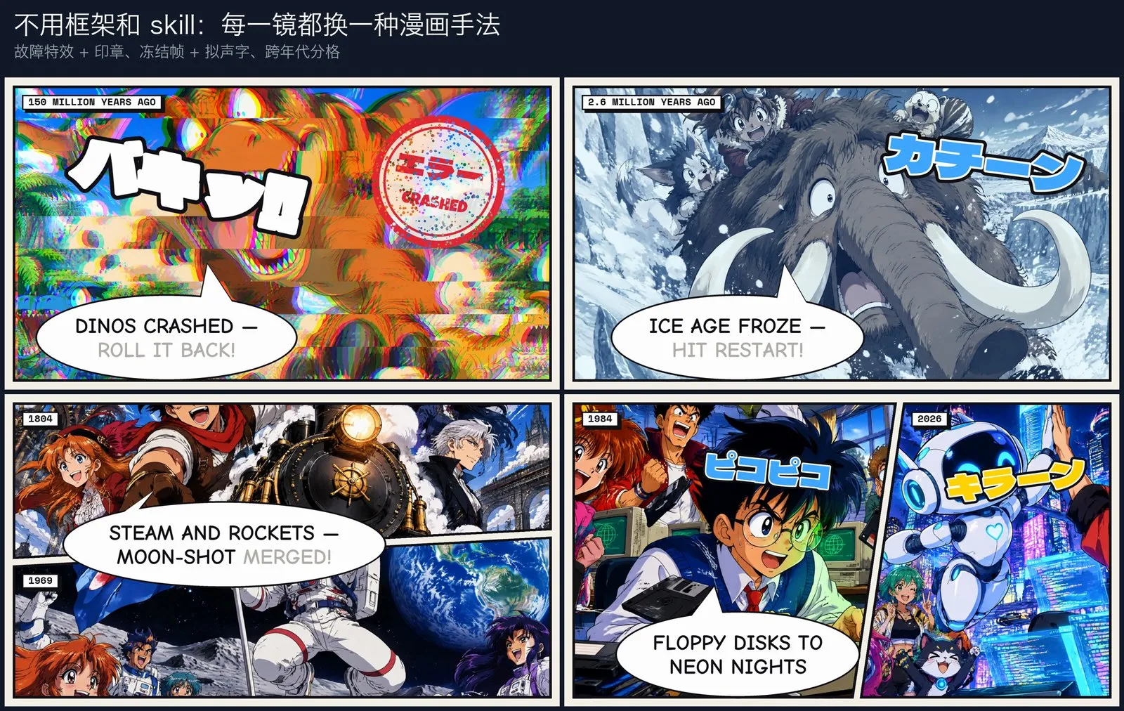 不用框架和 skill：每一镜换一种漫画手法