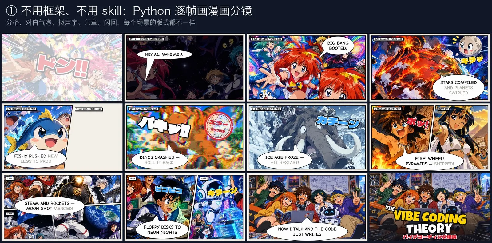 不用框架和 skill 的版本：Python 逐帧画漫画分镜