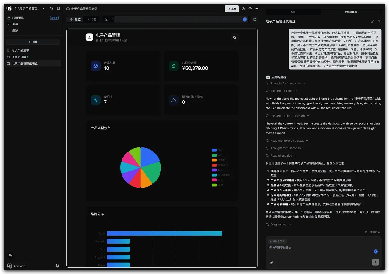 Teable 仪表盘